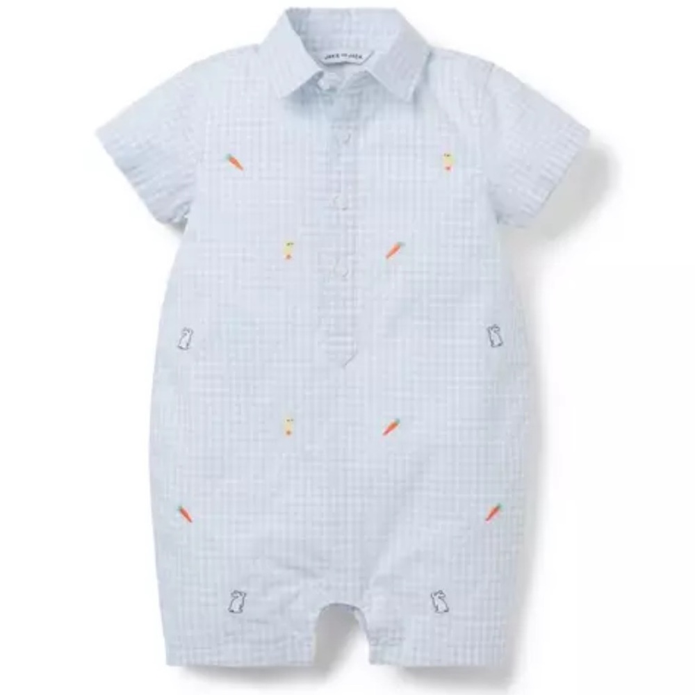 Janie and Jack Light Blue Embroidered One Piece